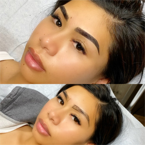 woman getting her eyebrows done